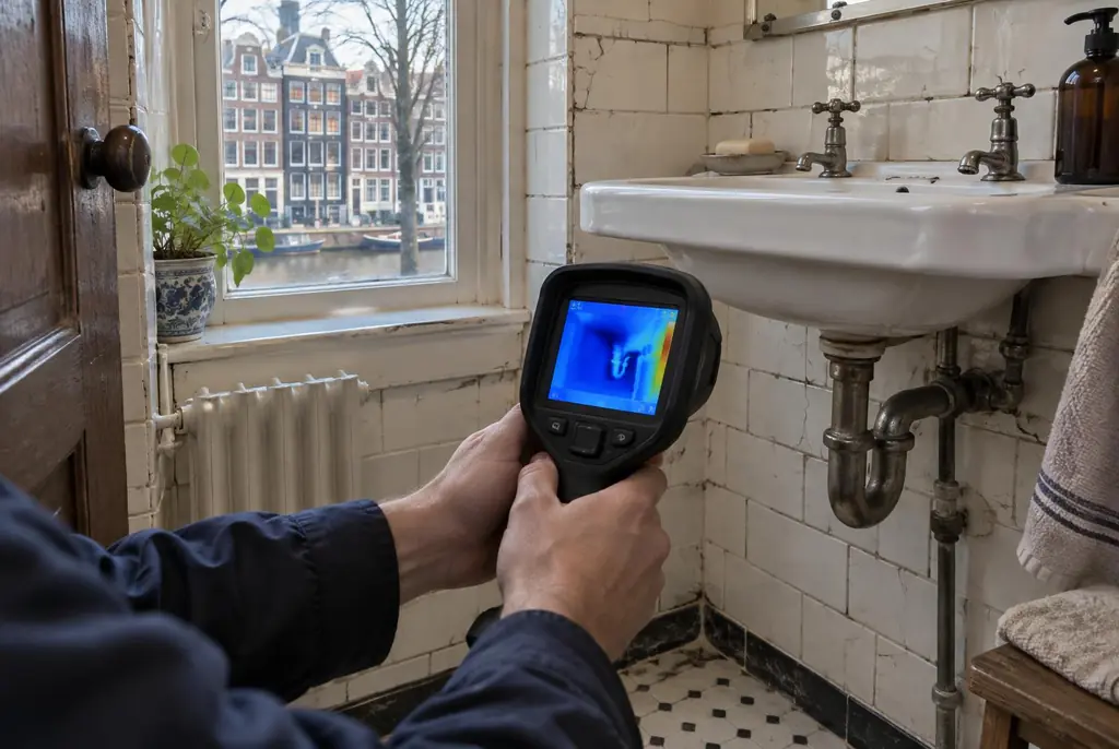 Lekdetectie Ter Aar – badkamer met oude leidingen achter de tegels