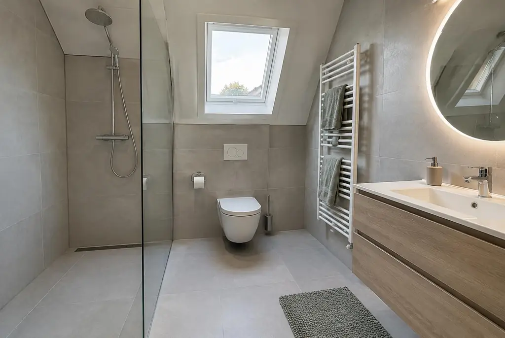 Lekdetectie Ter Aar – droge badkamer met inloopdouche na herstel