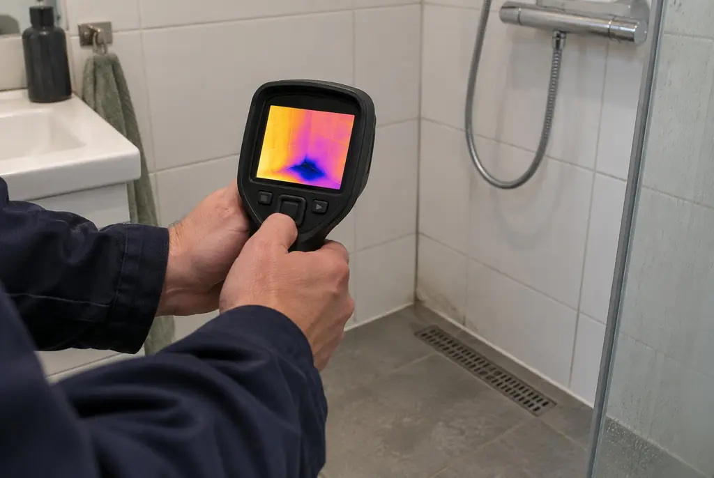 Lekdetectie Ter Aar – lekdetectiespecialist met warmtebeeldcamera in een badkamer