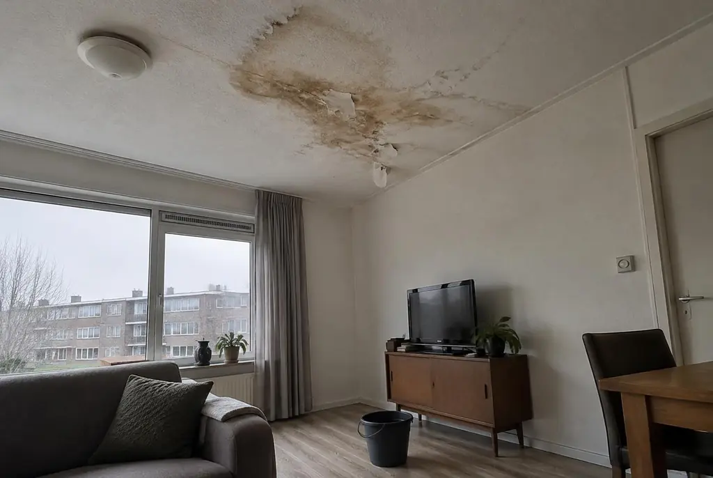 Lekdetectie Ter Aar – vochtplek op het plafond onder een badkamer